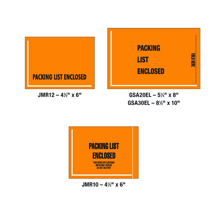 Military Spec "'Packing List Enclosed" Envelopes